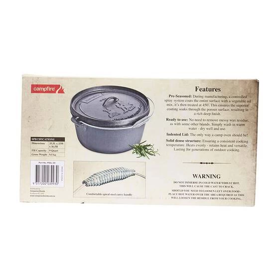 Campfire Pre Seasoned Cast Iron Camp Oven 9 Quart 6 Campfire Pre Seasoned Cast Iron Camp Oven 9 Quart - Image 6