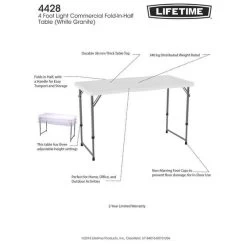 Lifetime Blow Mould Folding Table 121cm -Outdoor Enjoyment Store BCF 344201 03 hi res