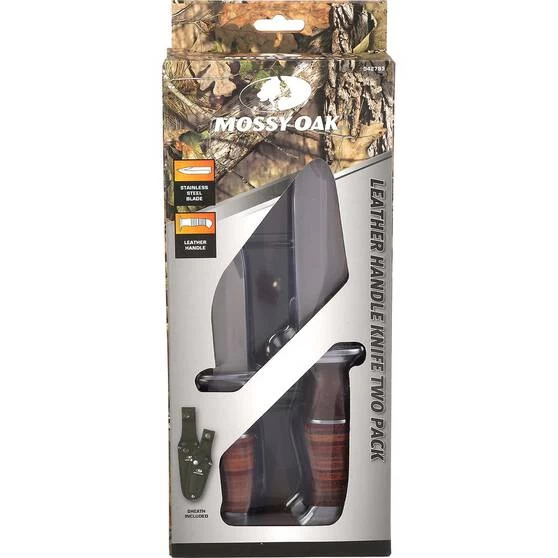 Mossy Oak Leather Handle Knives 2 Pack 2 Mossy Oak Leather Handle Knives 2 Pack - Image 2