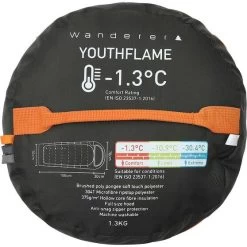 Wanderer YouthFlame -1.3°C Hooded Sleeping Bag Orange -Outdoor Enjoyment Store BCF 628857 06 orange hi res